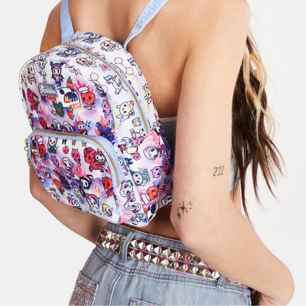 Tokidoki Colorful Butterfly Print Mini Backpack with Zipper Closure
